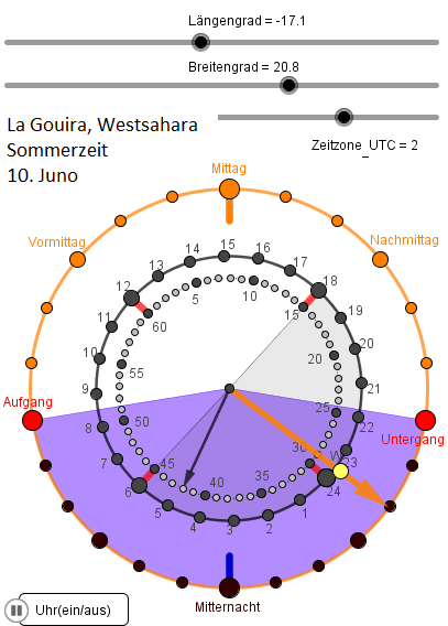 Uhr - La Gouira Westsahara 171208 bei Sommerzeit am 10. Juno
