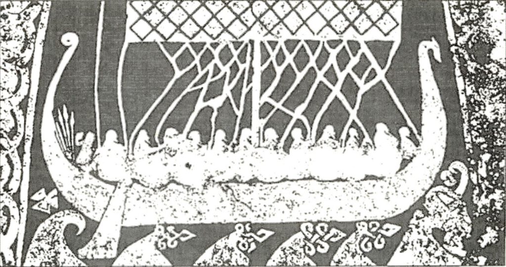 o - Abbildung 17 b Wikingerstein aus Gotland 7. 8. Jahrhundert Riddare. Aus NylenLamm 1991